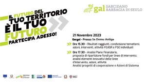 Gli appuntamenti della settima giornata del Percorso Partecipativo del GAL a Gergei