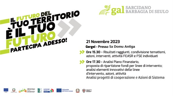 Gli appuntamenti della settima giornata del Percorso Partecipativo del GAL a Gergei