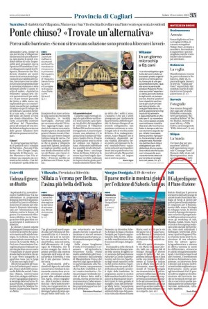 Unione Sarda del 18 novembre 2023
