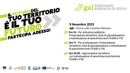 Gli appuntamenti della quinta giornata di lavori del Percorso Partecipativo del GAL a Isili